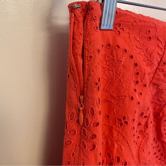 Loft - Embroidered Scalloped Skirt - warm coral - size 10 - Picture 6 of 10